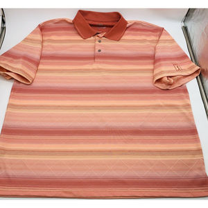 PGA TOUR MEN'S POLO GOLF SHIRT ORANGE STRIPE SIZE XXL (A21)